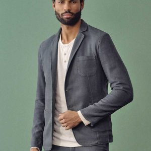 Americana azul oscuro hombre de cáñamo y algodón orgánico