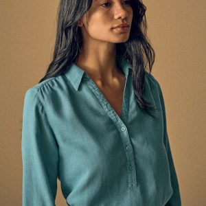 Blusa escote pico de cáñamo y algodón orgánico