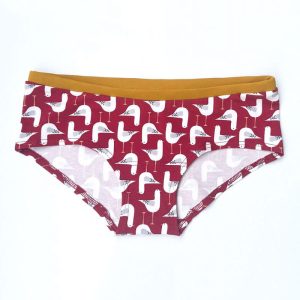 Braguitas granate con gaviotas de algodón orgánico