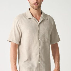 Camisa cuello italiano de hombre de cáñamo y algodón orgánico