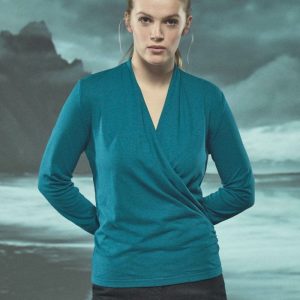 Camiseta cuello chal para mujer de cáñamo y algodón orgánico