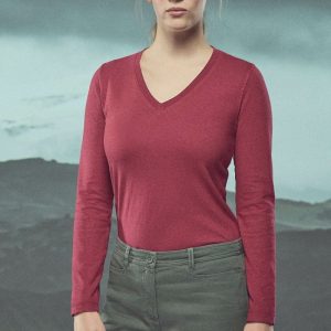 Camiseta cuello pico de manga larga ecológica