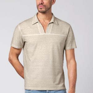 Camiseta cuello polo con costura decorativa 100% natural