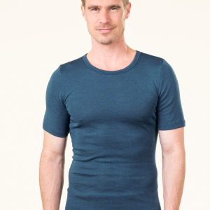 Camiseta interior manga corta hombre de lana y seda