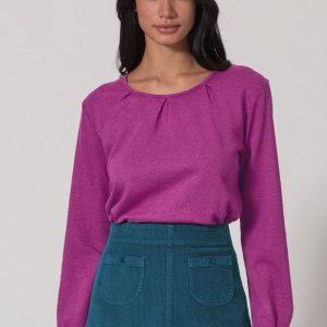 Camiseta manga larga con pliegues de cáñamo y algodón orgánico