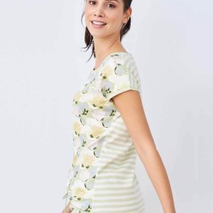 Camiseta pijama mujer 100% algodón orgánico flores
