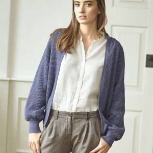 Cardigan manga abullonada ecológico para mujer