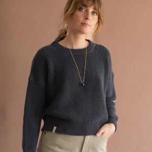 Jersey corto azul mujer de algodón ecológico
