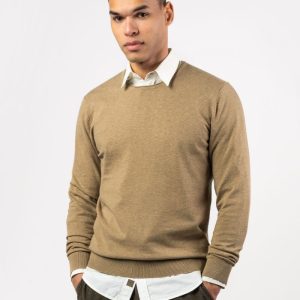 Jersey cuello redondo hombre de algodón orgánico y lana