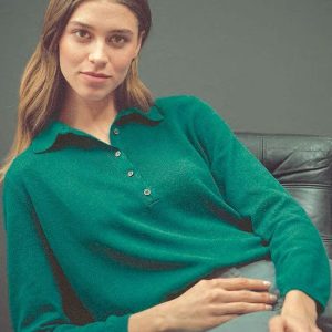 Jersey polo mujer de cáñamo y algodón ecológico