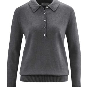 Jersey polo antracita mujer de cáñamo y algodón ecológico