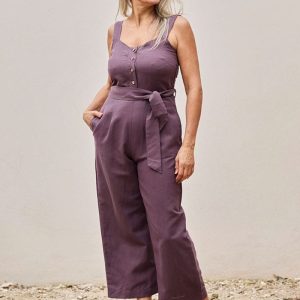 Mono largo de lino y algodón orgánico con tirantes