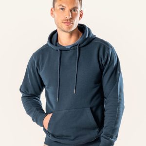 Sudadera azul con capucha 100% algodón orgánico para hombre