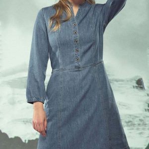 Vestido vaquero cuello mao de cáñamo y algodón orgánico